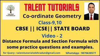 CO-ORDINATE GEOMETRY||VIDEO-2||#talenttutorials #cordinategeometryclass9 #coordinategeometryclass10