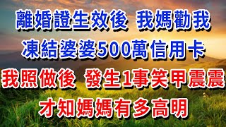 離婚證生效第60秒，我媽勸我 凍結婆婆的500萬信用卡，我照做後 發生1事笑甲震震，才知媽媽有多高明！#書婷講故事 #為人處世#生活經驗#情感故事#晚年哲理#說故事