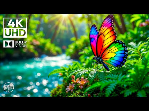 Butterfly Drift 4K 🦋🍀🎶  Soft Piano Sounds in a Peaceful Green Dream