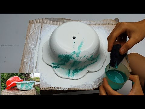 How to make cement pot easily at home|| cement pot making at home.