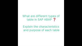 SAP ABAP INTERVIEW QUESTION #abap #sap #hana #sapcenter #sapabap