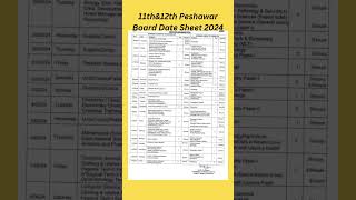 11th 12th Peshawar Board Date Sheet 2024