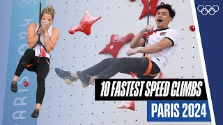 10 Fastest Speed climbing times at #Paris2024 🧗‍♀️😮‍💨 | Top Moments