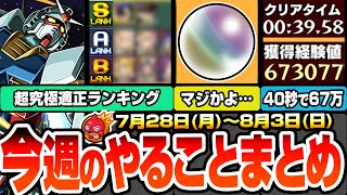 【モンスト】月曜からやることまとめ※超チャンス※1.5倍で周回すべき守護獣！超究極シュウジ＆ガンダム適正ランキング！40秒で経験値67万！周回すべき降臨まとめ【ジークアクスコラボ】へっぽこストライカー