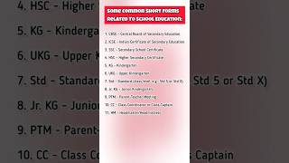 Short Forms Related To School Education#englishgrammar #englishvocabulary#englishbasics#easylearning