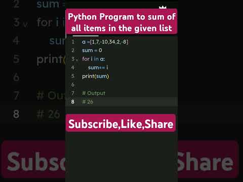 Python Program to sum of all items in the List #youtubeshorts #yt #ytshorts #shortvideo #shorts