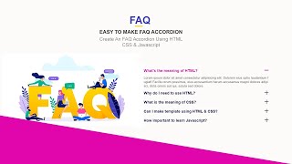 Create An FAQ Accordion Using HTML CSS & Javascript | Easy To Make FAQ Accordion