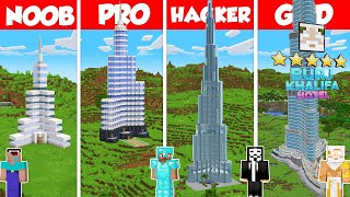 Burj Khalifa Build Battle Challenge - Noob vs Pro vs Hacker vs God - Minecraft Animation