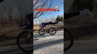 Can Superwoman also ride a bike🚴🦸‍♀️#viral #cyclinggirl