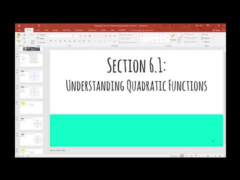 Sec 6.1 Understanding Quadratic Functions (PART 2)