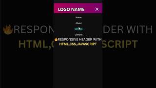 🔥 Advanced Responsive Gradient Header with Animated Hamburger Menu | HTML CSS  #webteacher #shorts
