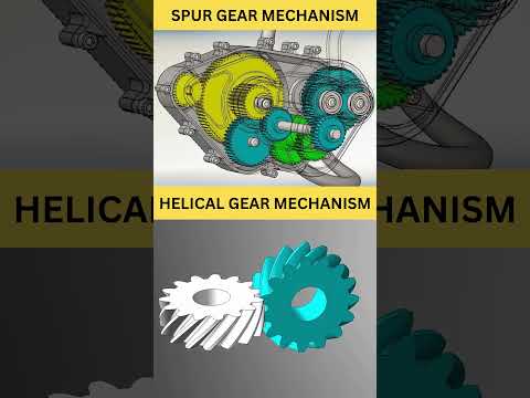 Spur and Helical Gear Mechanism#shorts #facts #mechanical #3d #engineering #project  #automobile #3d