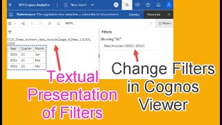 260 Cognos Viewer Filter and Filter Text