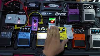 boss pedal arrangement installed two 9 volt power supply .