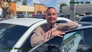 Unprofessional Cop - Miami, Florida - leaves running vehicle unattended