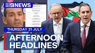 Sydney childcare worker charged with abuse; Treasurer on Palestinian statehood | 9 News Australia