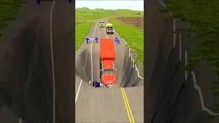 CARS & BUS vs Giant Hole 😱 -Beamng.Drive #shorts #car #bus