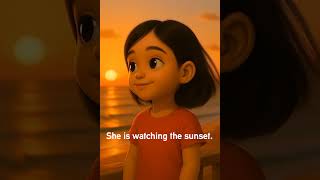 She is watching the sunset 🌅 | Learn English Sentences for Beginners and Kids