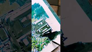 Gouache painting at a bus stop #livepainting #puneartist #urbansketchers #gouachepainting #art