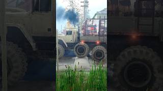 Support Heavy Tanker Truck Crossing Bumpy Road #mudrunner #shorts