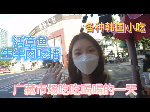 活章鱼生牛肉吃播/韩国广藏市场吃吃喝喝的一天/韩国各种小吃