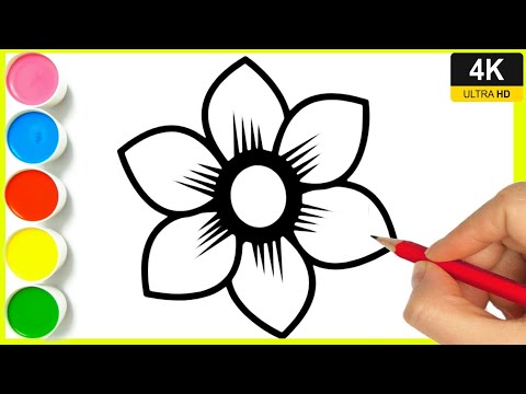 Easy flower drawing || How to draw flower drawings || flower drawing easy colour for beginners.