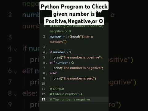 Python Program to Check given number is positive, negative or 0 #youtubeshorts #trending #coding #yt