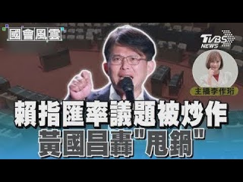 賴指匯率議題被炒作 黃國昌轟「甩鍋」#國會風雲｜TVBS新聞