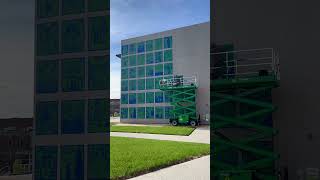 Worcester Windows #tapeart #artinstallation #muralart #collegecampus #scissorlifts #awesomeart