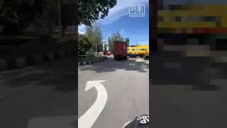 拖格罗厘半挂车 转弯处 与车头“身首分离”