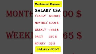 Average Salary for Mechanical Engineer USA Short 1016 | #salary #jobs #income #earning #shorts #usa
