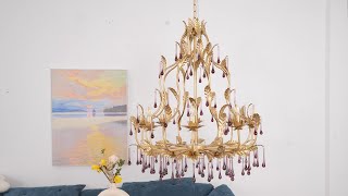 Purple Crystal Murano Chandelier