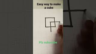 Draw a cube by simple steps #shorts #math #easytrick #mathhacks #cube