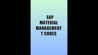 SAP MM T-Codes You Must Know ! Materials Management Transactions #SAP #SAPMM #sapvibez