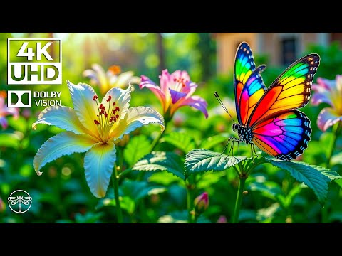 Garden of Serenity 4K 🦋🍃 | Butterfly Dance & Soft Piano Melodies Amidst Lush Greenery