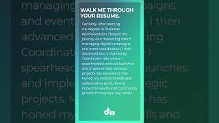 Walk me through your resume -  A clear career journey overview. #CareerTips #Interview #jobinterview