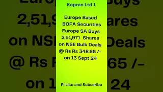 Kopran 1Ltd 1 I FII Buys Shares I #multibaggers
