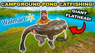 Walmart CATFISHING Challenge at the CAMPGROUND Pond!!! (Banjo Gets Revenge)