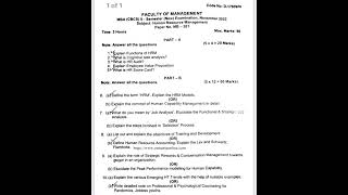 OU MBA HUMAN RESOURCE MANAGEMENT NOVEMBER 2022 QUESTION PAPER | OU MBA 2ND SEM HRM QUESTION PAPER