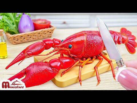 Cooking Lobster Rolls With Crispy Ginger In Mini Kitchen | ASMR Cooking Mini Food