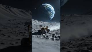 Lunar rover cruising the Moon like a sci-fi scene!"