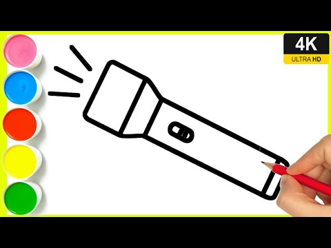 how to draw torch Drawing || torch light drawing step by step || easy to draw a flashlight. By Arya.