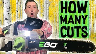 EGO 18" Cordless Chainsaw Test |  HOW MANY CUTS 🌴🌴🌴