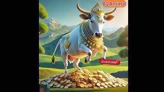 A beautiful cow jumping on gold | cute cow | lovely cow | @BJAnimal #goldencow
