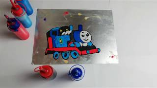 Colouring Thomas the tank engine | Learning colours with paint | Chan ChanKids