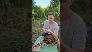 Eating chicken feet with free music from nature. 😊