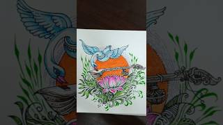 Design#trending #drawminiature #youtubeshorts #design #classic #saraswati #symbolicart #penart #pen