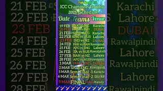 ICC Champion Trophy 2025 Schedule 🏏 Pak Sports 24 🏏