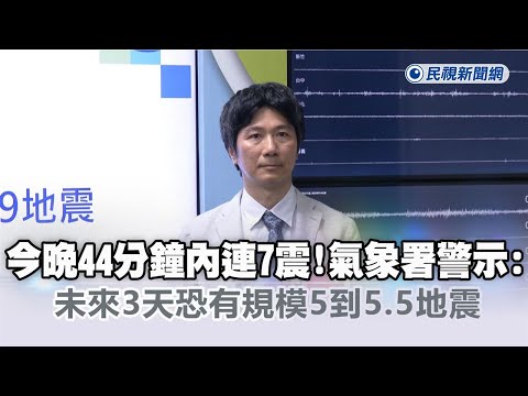 快新聞／44分鐘連7震　氣象署示警：未來3天恐有規模5.5地震－民視新聞