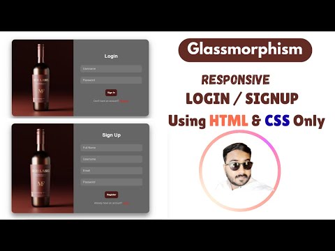 Glassmorphism Login & Signup Form | Responsive HTML CSS UI Design